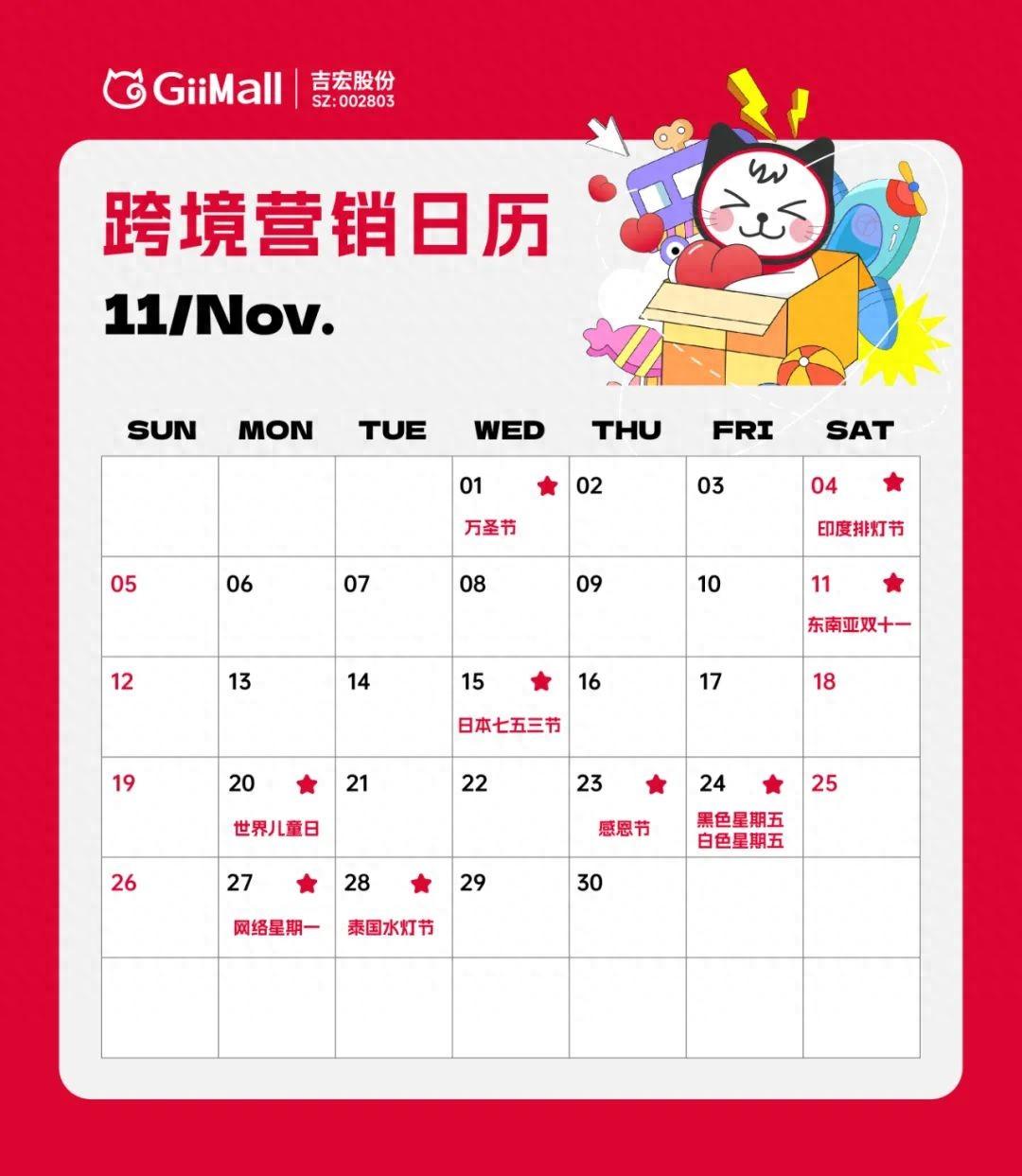 11月营销日历来了！跨境电商热卖节点、营销策略 | 建议收藏
